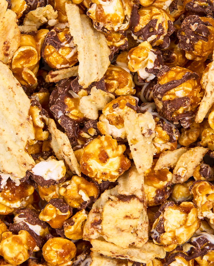 Vanilla and Dark Chocolate Potato Chip Popcorn